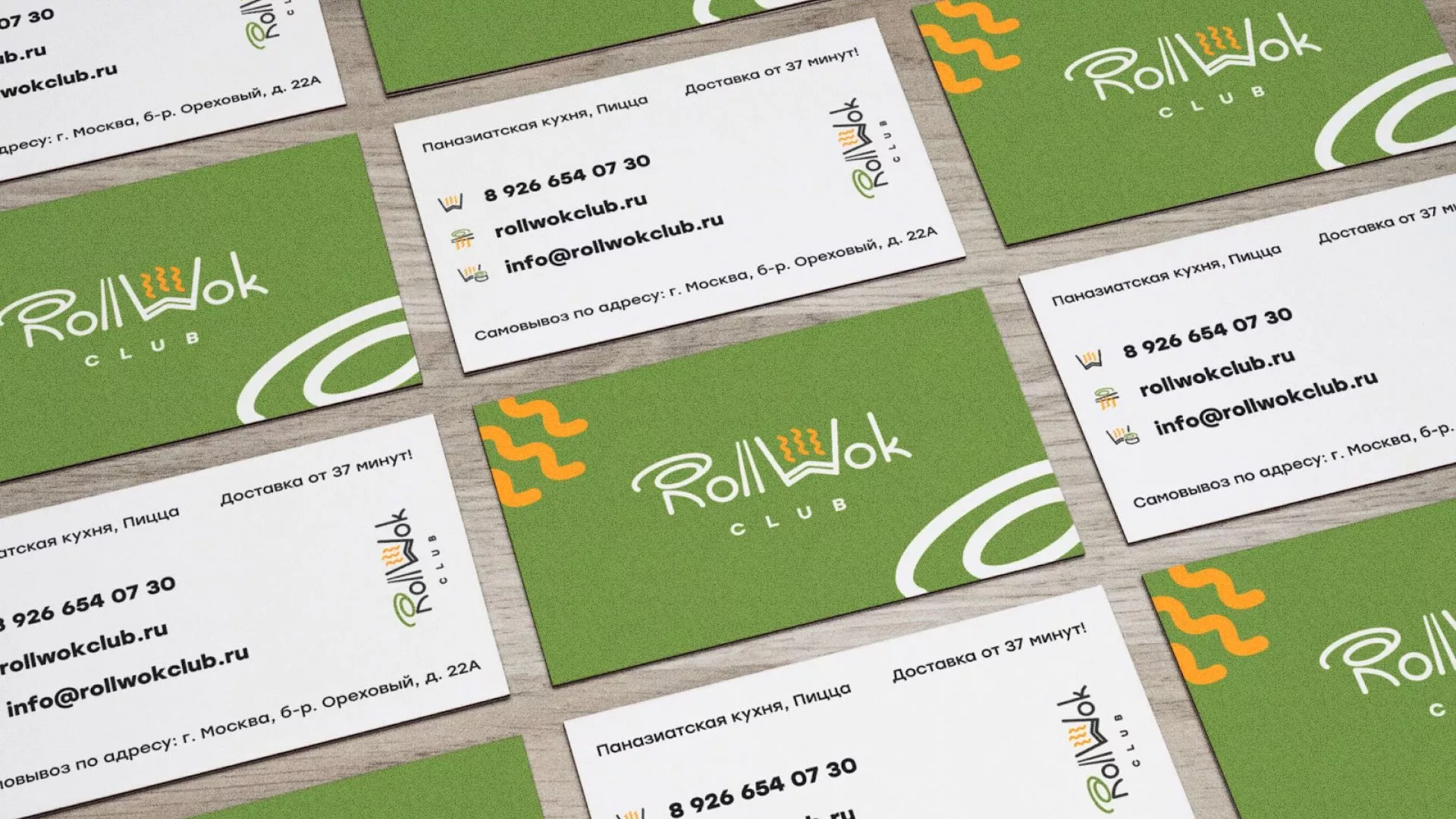 Разработка дизайна визиток суши-бара «Roll Wok Club» в Сарове